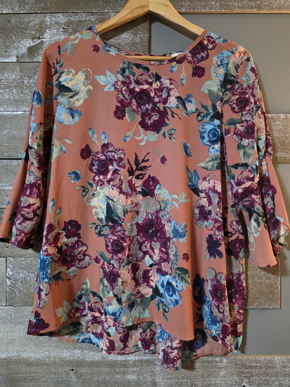 Daytrip Rose-Pink Floral Ruffle Sleeve Blouse